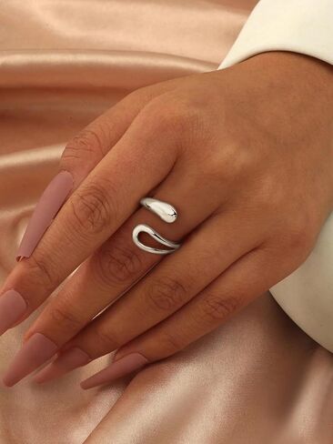 1pc 925 Silver Water Drops Glossy Adjustable Ring Thumb Ring For Women Sterling Silver Fashionable Fine Ladies Jewelry Gift Early Fashion Trends in Kuwait