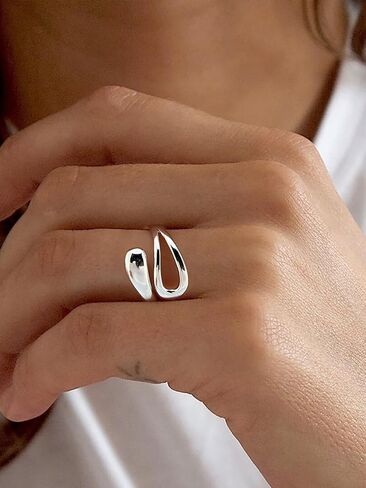 1pc 925 Silver Water Drops Glossy Adjustable Ring Thumb Ring For Women Sterling Silver Fashionable Fine Ladies Jewelry Gift Early Fashion Trends in Kuwait