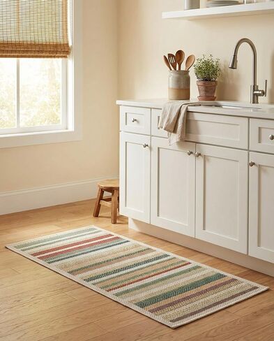 Rugs.com - Baja Outdoor Rug – 4 Ft Runner Multi Indoor/Outdoor Rug – Washable Flatweave Striped Runner for Patios, Decks, and Porches in Kuwait