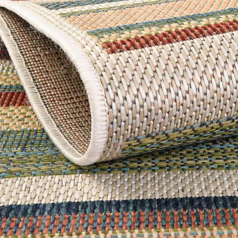 Rugs.com - Baja Outdoor Rug – 4 Ft Runner Multi Indoor/Outdoor Rug – Washable Flatweave Striped Runner for Patios, Decks, and Porches in Kuwait