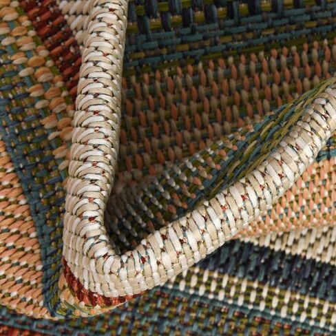 Rugs.com - Baja Outdoor Rug – 4 Ft Runner Multi Indoor/Outdoor Rug – Washable Flatweave Striped Runner for Patios, Decks, and Porches in Kuwait