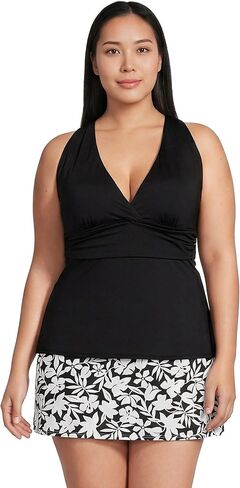 Lands 'End Women's Women Chlorine Resistant Plunge X-Back Tankini Top Swimsuit Top in Kuwait