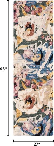 SAFAVIEH Blossom Collection Runner Rug - 2'3" x 8', Green & Ivory, Floral Design, Handmade Wool, Ideal for the Living Room, Bedroom, Dining Room (BLM463Y-28) in Kuwait