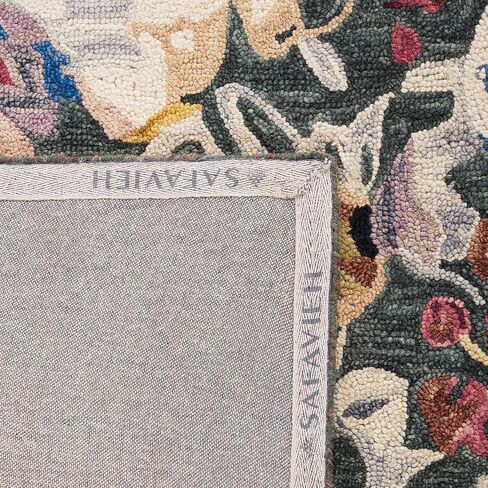 SAFAVIEH Blossom Collection Runner Rug - 2'3" x 8', Green & Ivory, Floral Design, Handmade Wool, Ideal for the Living Room, Bedroom, Dining Room (BLM463Y-28) in Kuwait
