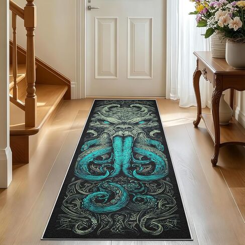 سجادة عداء Cthulhu للممر 2x4 قدم، سجادة مطبخ قابلة للغسل بمخالب الأخطبوط، سجادة داكنة غير قابلة للانزلاق ذات كومة منخفضة عتيقة للممرات ومدخل غرفة النوم وقاعة داخلية w1&-285 in Kuwait