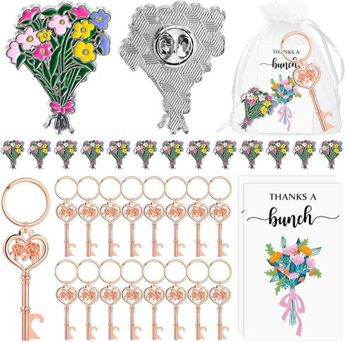 Havawish 25 Sets Mother's Day Flower Pins Wildflower Baby Shower Favors Rose Bottle Opener Keychain with Thank You Cards Organza Bag Bridal Shower Thank You Gifts Party Favors in Kuwait