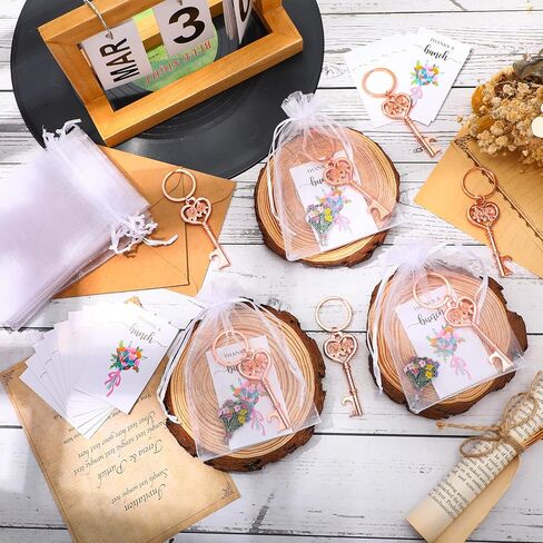Havawish 25 Sets Mother's Day Flower Pins Wildflower Baby Shower Favors Rose Bottle Opener Keychain with Thank You Cards Organza Bag Bridal Shower Thank You Gifts Party Favors in Kuwait