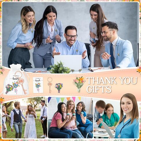 Havawish 25 Sets Mother's Day Flower Pins Wildflower Baby Shower Favors Rose Bottle Opener Keychain with Thank You Cards Organza Bag Bridal Shower Thank You Gifts Party Favors in Kuwait