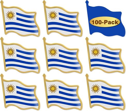 12/24/50/100Pcs Uruguay Flag Lapel Pins Bulk - Metal Uruguayan Brooch Badge Souvenir for Men Women Clothes Bags Hats in Kuwait