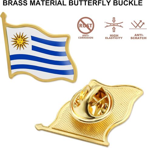 12/24/50/100Pcs Uruguay Flag Lapel Pins Bulk - Metal Uruguayan Brooch Badge Souvenir for Men Women Clothes Bags Hats in Kuwait