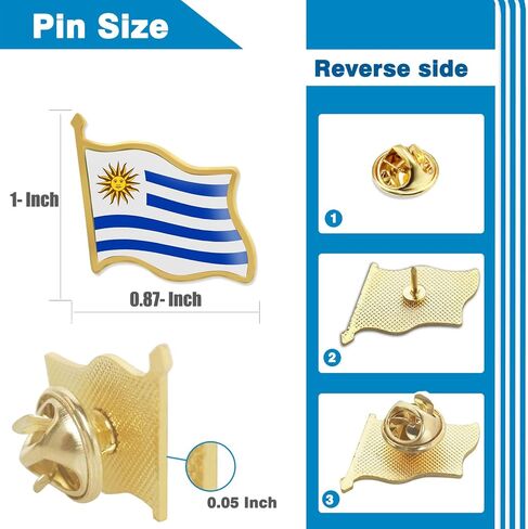 12/24/50/100Pcs Uruguay Flag Lapel Pins Bulk - Metal Uruguayan Brooch Badge Souvenir for Men Women Clothes Bags Hats in Kuwait