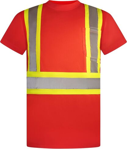 Men's Hi-Vis Work Shirt - High Visibility Safety T-Shirts, ASNI Class 3 Reflective Short Sleeve Safety T-Shirt in Saudi Arabia