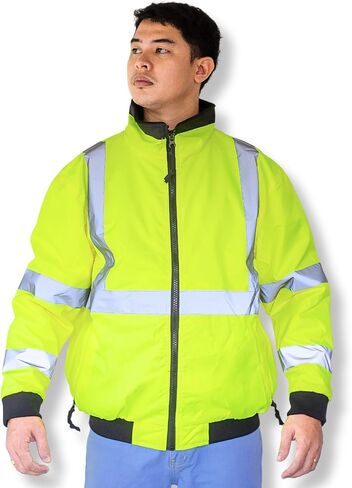 North 15 Men's High Visibility Safety Bomber Jacket, Fleece Lined in Saudi Arabia