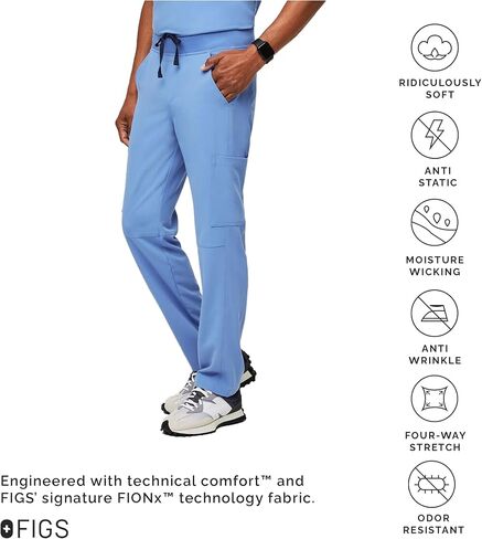 FIGS Axim Cargo Scrub Pants for Men – Ceil Blue, Short XL in Saudi Arabia