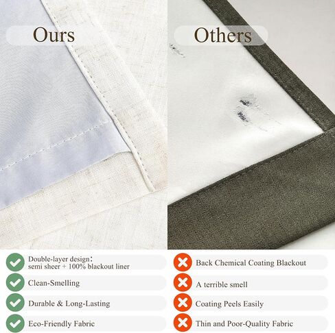 Natural 100% Blackout Pinch Pleated Linen Curtains 108 Inches Long 2 Panels Set for Bedroom, Cream Back Tab Darkening Thermal Insulated Black Out Curtain Living Room High Ceiling Length 9 Ft in Saudi Arabia