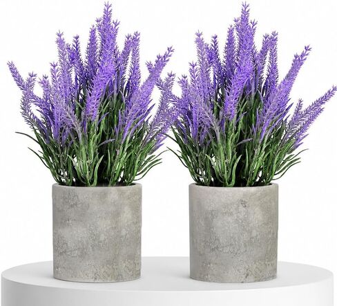HappyFiller Fake Flowers Purple Artificial Lavender Bunches Faux Plants for Window Patio,Rustic Farmhouse, Wedding Centerpieces,Indoor Decorations,Home Vase Fillers,2 Pack in Saudi Arabia