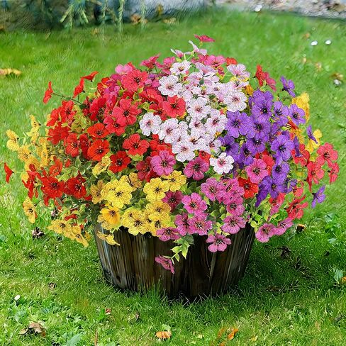 Sggvecsy Artificial Flowers for Outdoors 12 Bundles Realistic Faux Plants UV Resistant Fake Silk Daisy with Eucalyptus for Boxwood Planter Patio Porch Outside Spring Summer Decoration(Mixed 6 Color) in Kuwait