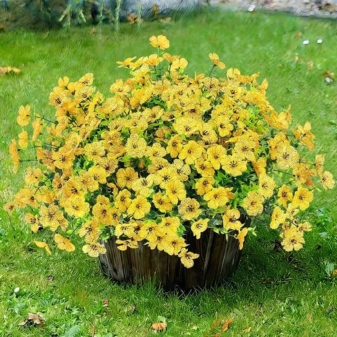 Sggvecsy Artificial Flowers for Outdoors 12 Bundles Realistic Faux Plants UV Resistant Fake Silk Daisy with Eucalyptus for Boxwood Planter Patio Porch Outside Spring Summer Decoration(Mixed 6 Color) in Kuwait