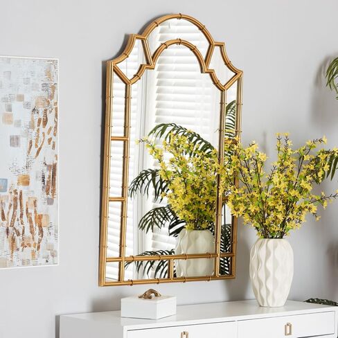 Baxton Studio Bedivere Antique Goldleaf Metal Accent Wall Mirror in Saudi Arabia
