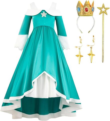 Galaxy Princess Costume for Girls, Rosalina Dresser with Crown, Wand, and Earrings, Kids Halloween Cosplay Costumes in Saudi Arabia