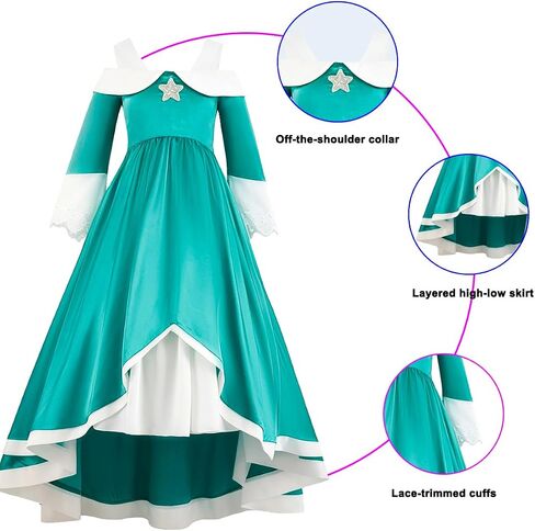 Galaxy Princess Costume for Girls, Rosalina Dresser with Crown, Wand, and Earrings, Kids Halloween Cosplay Costumes in Saudi Arabia