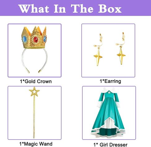 Galaxy Princess Costume for Girls, Rosalina Dresser with Crown, Wand, and Earrings, Kids Halloween Cosplay Costumes in Saudi Arabia