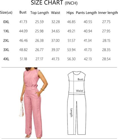 Sleeveless Jumpsuit Set Belted Waist Wide-Leg Pants Lightweight Fabric for Casual Office Brunch Daily Outings in Kuwait