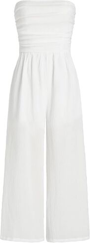 CIDER Jumpsuits For Women Romper Tube Top Strapless Wide Leg Ruched Texture Oversized Long Pant Jumpsuit in Kuwait