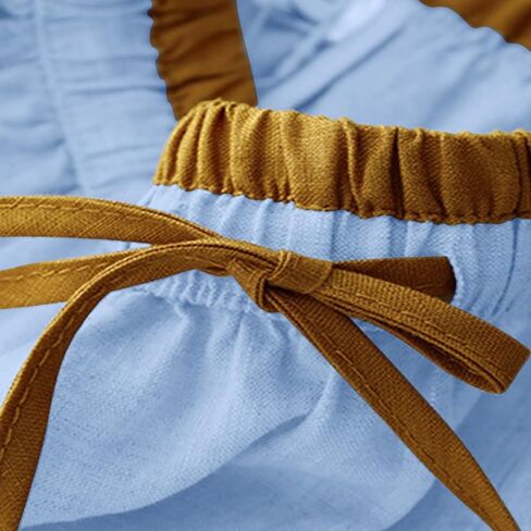 Linen Skirts for Women Cotton A-Line Flowy Midi Skirt with Contrast Drawstring Waist and Pockets Casual Summer Dress in Kuwait
