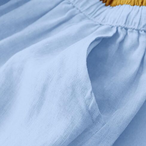 Linen Skirts for Women Cotton A-Line Flowy Midi Skirt with Contrast Drawstring Waist and Pockets Casual Summer Dress in Kuwait