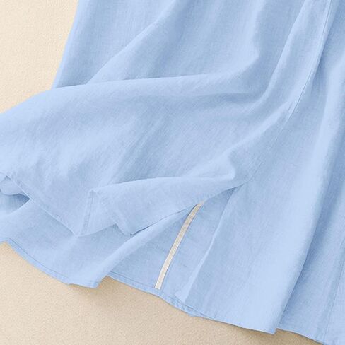 Linen Skirts for Women Cotton A-Line Flowy Midi Skirt with Contrast Drawstring Waist and Pockets Casual Summer Dress in Kuwait