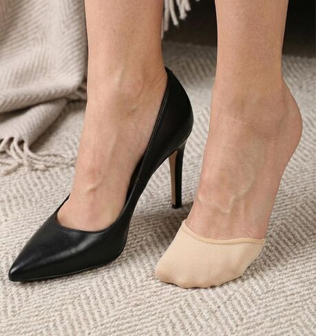 4 Pairs Toe Socks for Mules Heels, Mule Socks for Women & Mules with Cushioned Ball of Foot, Cotton with Sponge Padding & Silicone Grip (Nude/Black) in Kuwait
