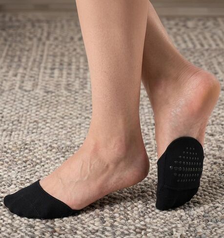 4 Pairs Toe Socks for Mules Heels, Mule Socks for Women & Mules with Cushioned Ball of Foot, Cotton with Sponge Padding & Silicone Grip (Nude/Black) in Kuwait