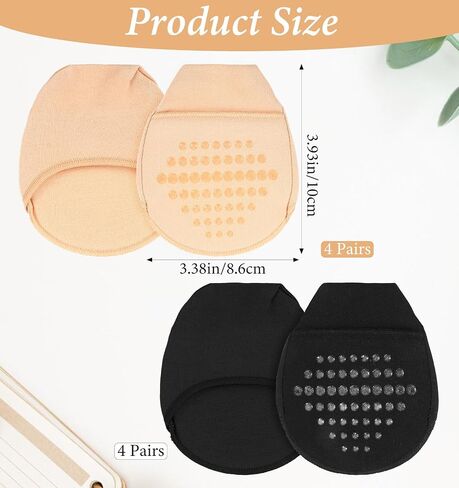 4 Pairs Toe Socks for Mules Heels, Mule Socks for Women & Mules with Cushioned Ball of Foot, Cotton with Sponge Padding & Silicone Grip (Nude/Black) in Kuwait