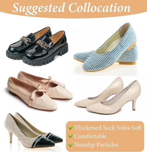 4 Pairs Toe Socks for Mules Heels, Mule Socks for Women & Mules with Cushioned Ball of Foot, Cotton with Sponge Padding & Silicone Grip (Nude/Black) in Kuwait