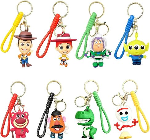 For Toy Theme Story 8pcs Cartoon Keychain, Cute Keychains Accessories Keyring Key Wristlet Car Charms Backpack Key Chain in Saudi Arabia