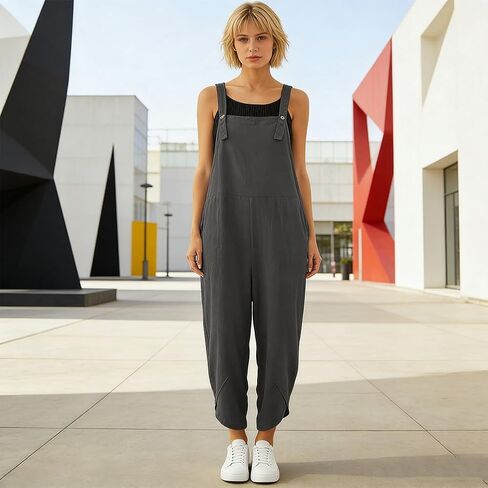 Barrel Overalls Women Casual Jumpsuits Summer Adjustable Straps Bib Overall Plus Size Spring Outfits with Pockets M-5XL in Kuwait