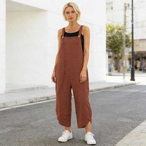 Barrel Overalls Women Casual Jumpsuits Summer Adjustable Straps Bib Overall Plus Size Spring Outfits with Pockets M-5XL in Kuwait