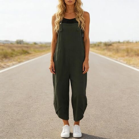 Barrel Overalls Women Casual Jumpsuits Summer Adjustable Straps Bib Overall Plus Size Spring Outfits with Pockets M-5XL in Kuwait