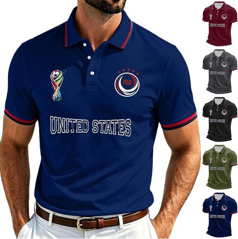 Soccer Cup Shirts for Men 2026 Spirit Jersey USA Soccer Graphic Polo Shirt Collared Shorts Sleeve Casual Summer Tops in Saudi Arabia