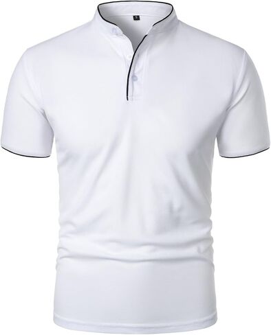 Men's Golf Henley Shirt Band Collar Short Sleeve Tops Casual Summer Tshirts Business Work Outfits in Kuwait