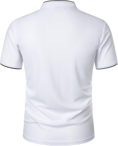 Men's Golf Henley Shirt Band Collar Short Sleeve Tops Casual Summer Tshirts Business Work Outfits in Kuwait