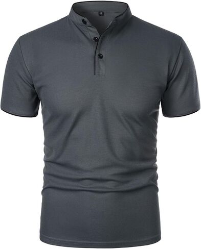 Men's Golf Henley Shirt Band Collar Short Sleeve Tops Casual Summer Tshirts Business Work Outfits in Kuwait