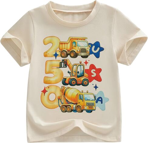4th of July Shirt Toddler Boys USA 250 Anniversary Kids American Flag Truck Patriotic Top Independence Day Tee in Saudi Arabia