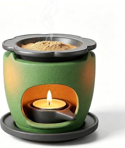 Ceramic Candle Incense Burner Kit – Indirect Heat Warmer for Essential Oil, Powder & Wax Melt, Includes Tealight, Home Fragrance & Aromatherapy Diffuser in Kuwait