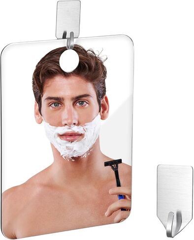 Plastic Shower Mirror, Unbreakable Acrylic Travel Shower Mirror for Shaving, Ideal for Camping, Travel, Bathroom, Handheld and Wall Mount, Shatterproof Plastic Mirrors, Medium Size 6x8 Inch in Kuwait