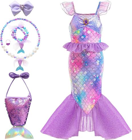 WOPLAY Little Girls Mermaid Costume Princess Costume for Toddler Girls Dress Up with Accessories Party Birthday Halloween in Saudi Arabia