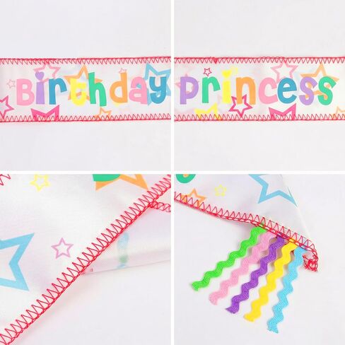 AHONEY Birthday Princess Sash for Girls - Pink Rainbow Satin Sash for Kids Princess Birthday Party, Photoshoot & Princess Themed Decorations Celebrations in Saudi Arabia