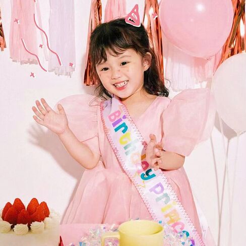 AHONEY Birthday Princess Sash for Girls - Pink Rainbow Satin Sash for Kids Princess Birthday Party, Photoshoot & Princess Themed Decorations Celebrations in Saudi Arabia