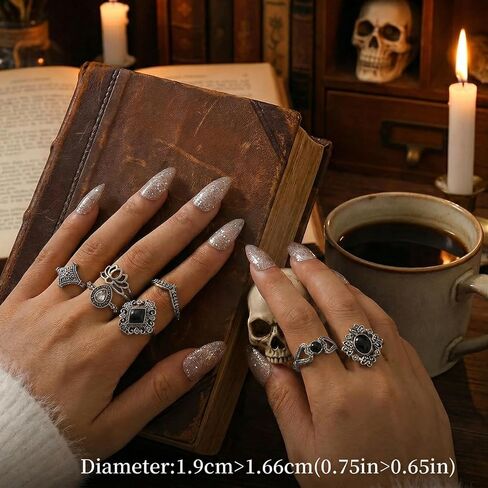 15 Pack Vintage Gothic Rings For Women, Silver Knuckle Bands, Y2k Aesthetic Jewelry Set, Boho Stackable Statement Accessories Gift in Saudi Arabia